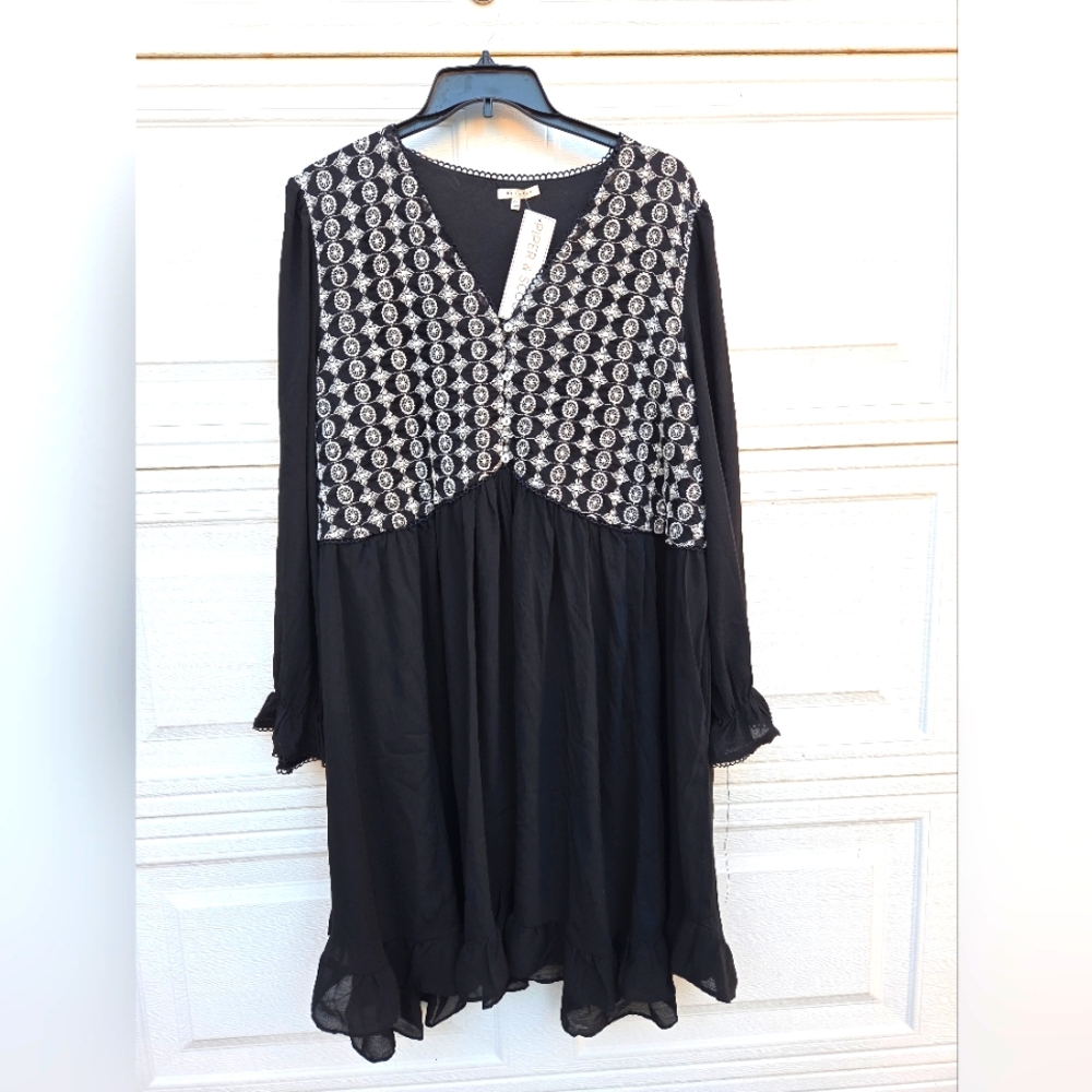 New Black and White Patterned Women's  Hobo Dress